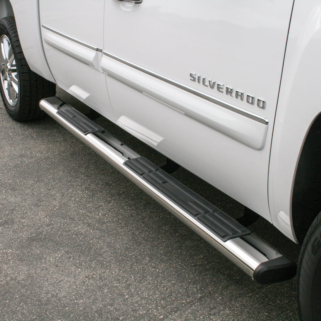 ARIES 4444001 6in. x 75in. Polished Stainless Oval Side Bars; Select Silverado; Sierra - Truck Part Superstore