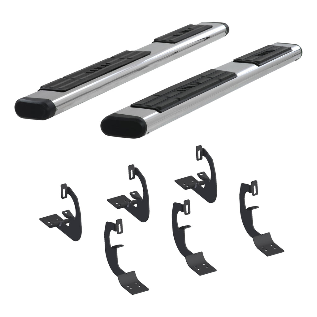ARIES 4444002 6in. x 75in. Polish Stainless Oval Side Bars; Select Silverado; Tahoe; Sierra; Y - Truck Part Superstore