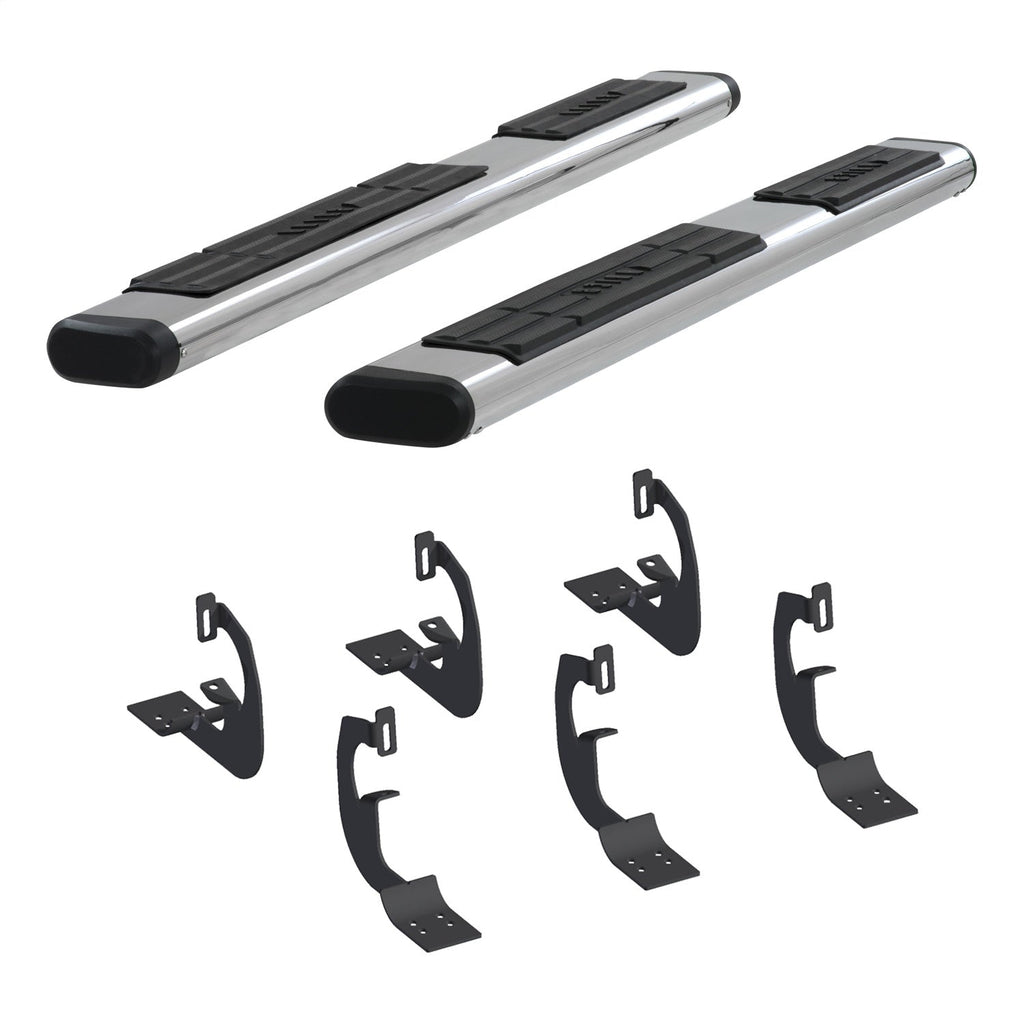 ARIES 4444002 6in. x 75in. Polish Stainless Oval Side Bars; Select Silverado; Tahoe; Sierra; Y - Truck Part Superstore