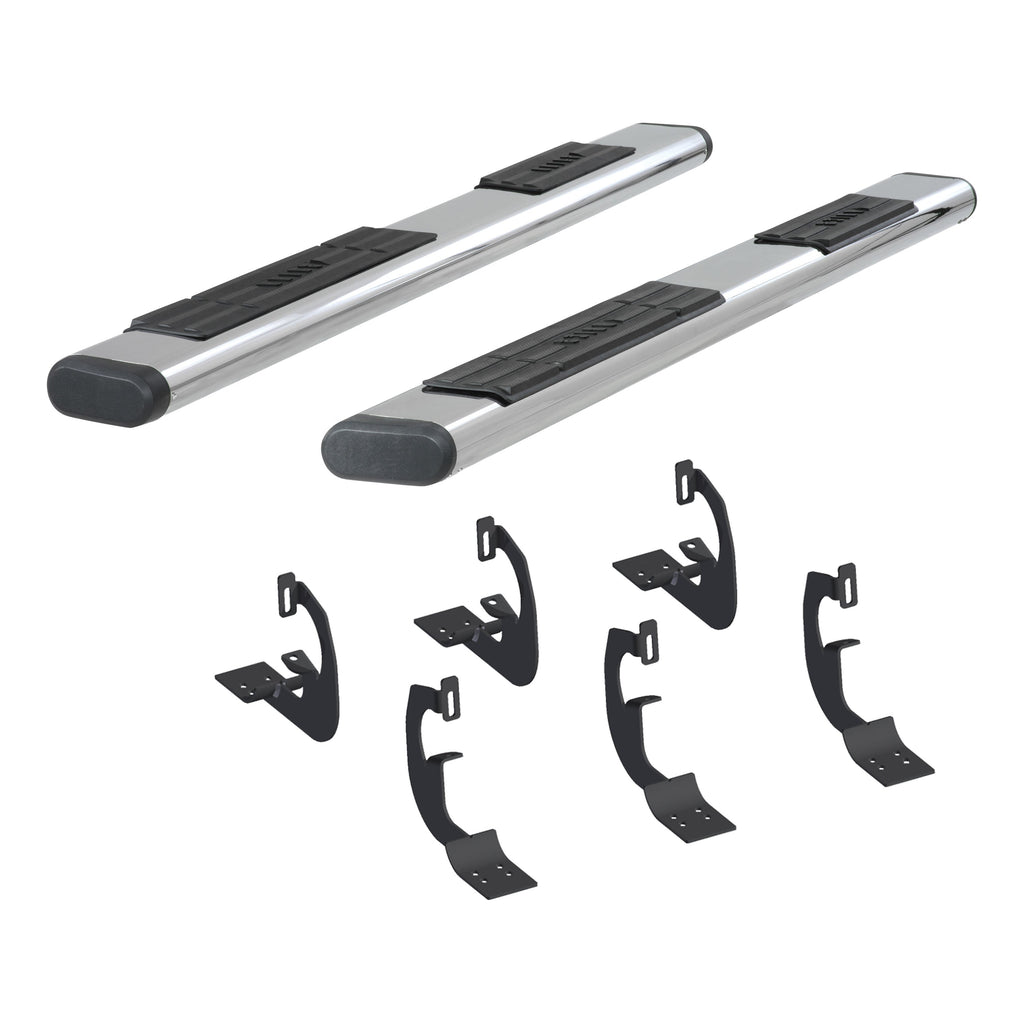ARIES 4444003 6in. x 91in. Polished Stainless Oval Side Bars; Select Chevrolet and GMC Trucks - Truck Part Superstore