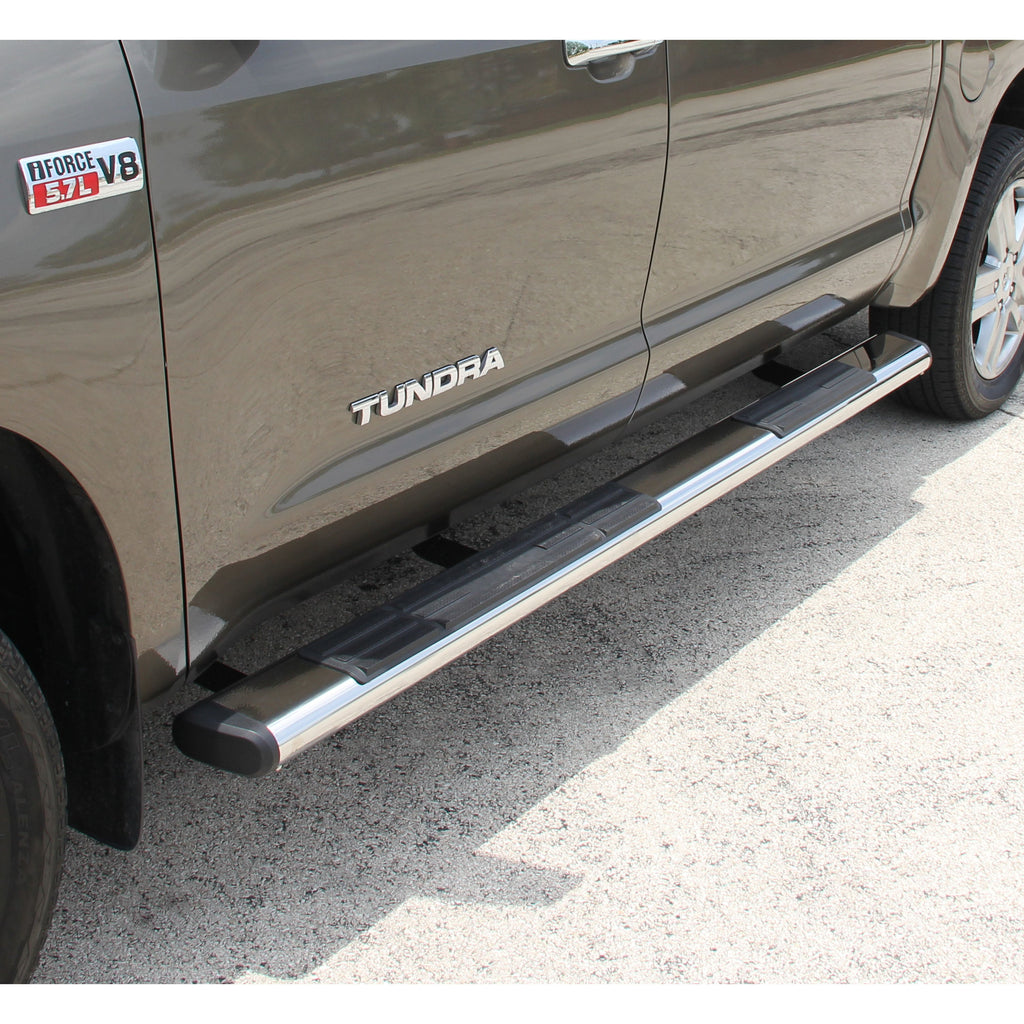 ARIES 4444032 6in. x 91in. Polished Stainless Oval Side Bars; Select Toyota Tundra - Truck Part Superstore