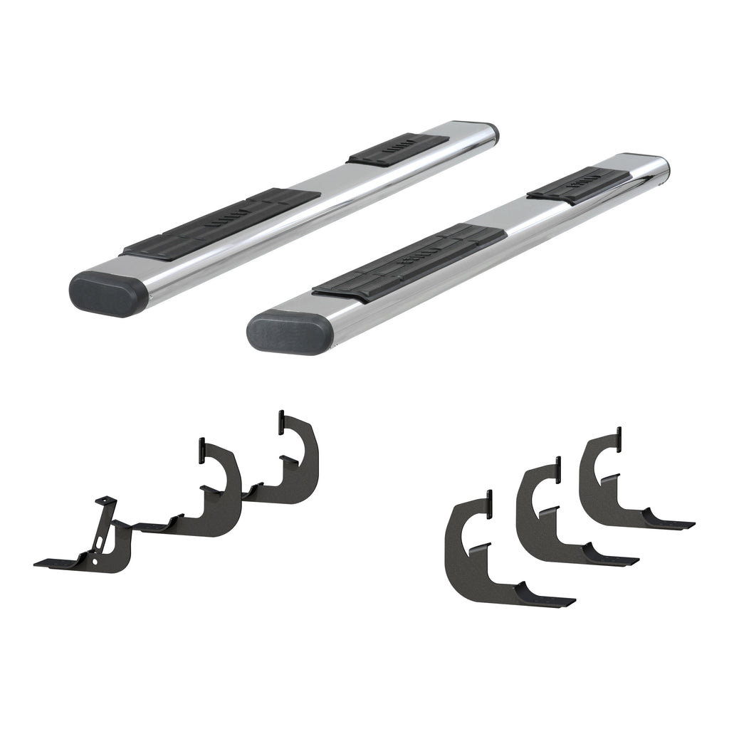 ARIES 4444045 6in. x 91in. Polished Stainless Oval Side Bars; Select Silverado; Sierra 2500; 3 - Truck Part Superstore