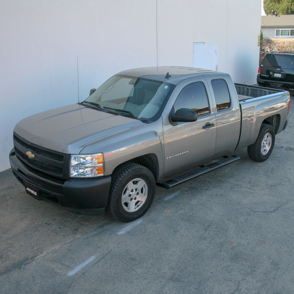 ARIES 4445001 6in. x 75in. Black Aluminum Oval Side Bars; Select Silverado; Sierra - Truck Part Superstore