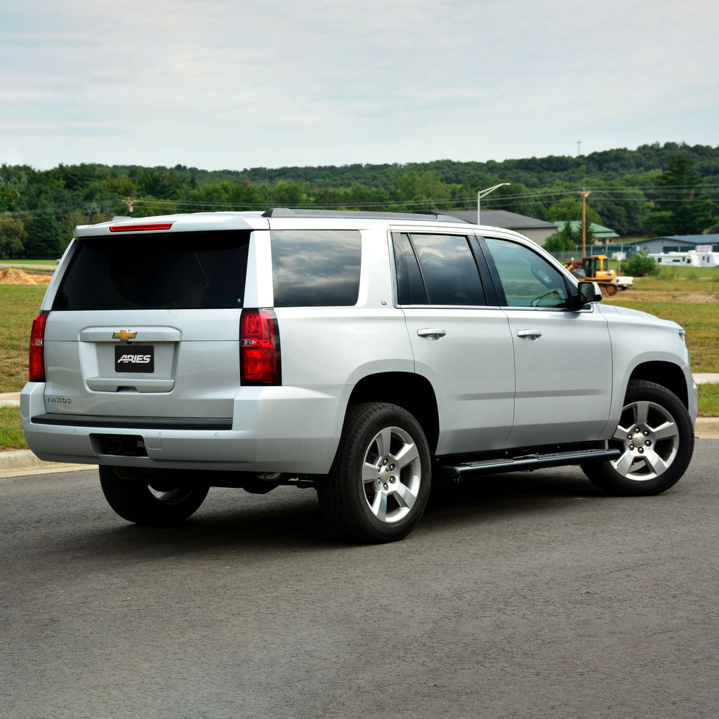 ARIES 4445002 6in. x 75in. Black Aluminum Oval Side Bars; Select Silverado; Tahoe; Sierra; Yuk - Truck Part Superstore