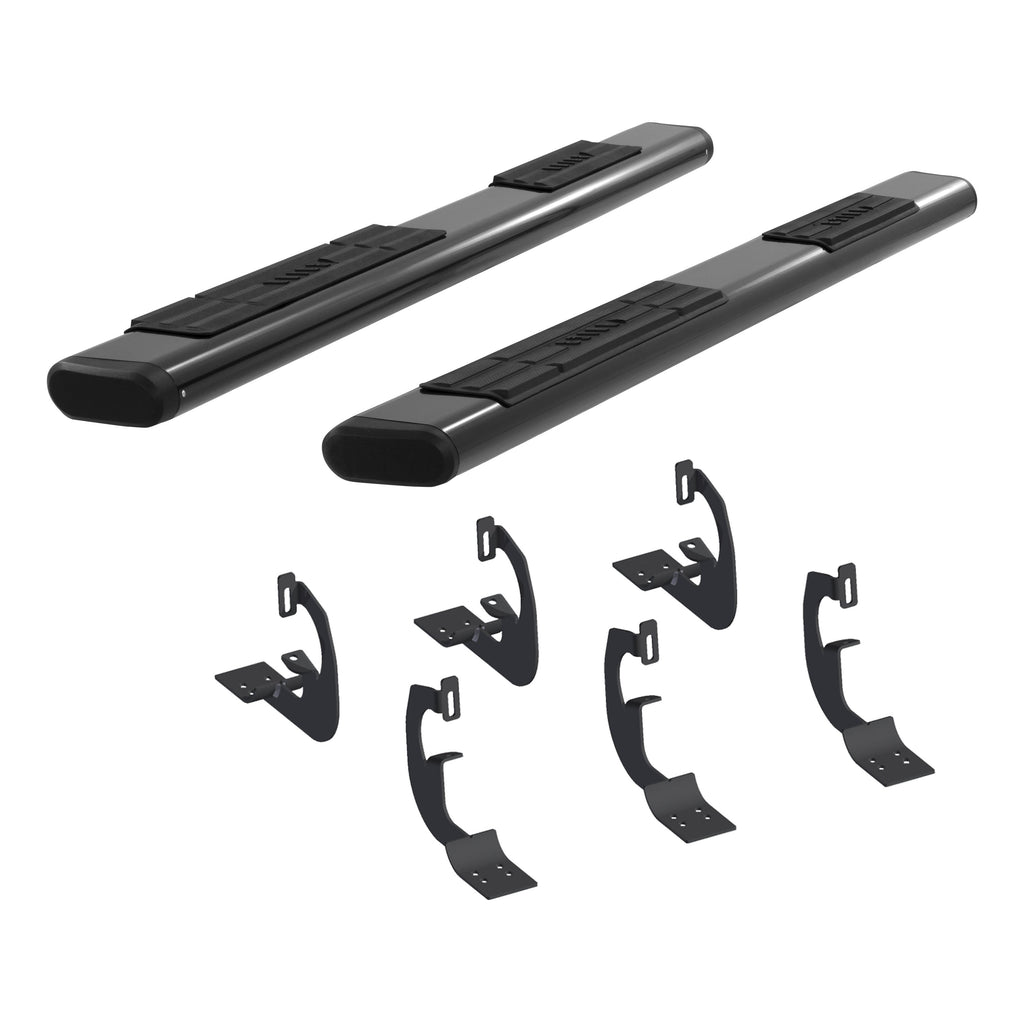 ARIES 4445003 6in. x 91in. Black Aluminum Oval Side Bars; Select Chevrolet; GMC - Truck Part Superstore