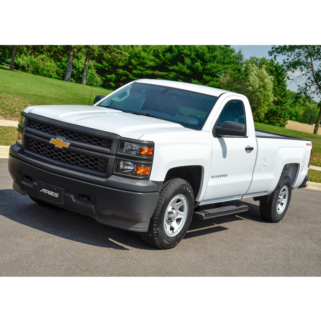 ARIES 4445006 6in. x 53in. Black Aluminum Oval Side Bars; Select Chevrolet Silverado; GMC Sier - Truck Part Superstore