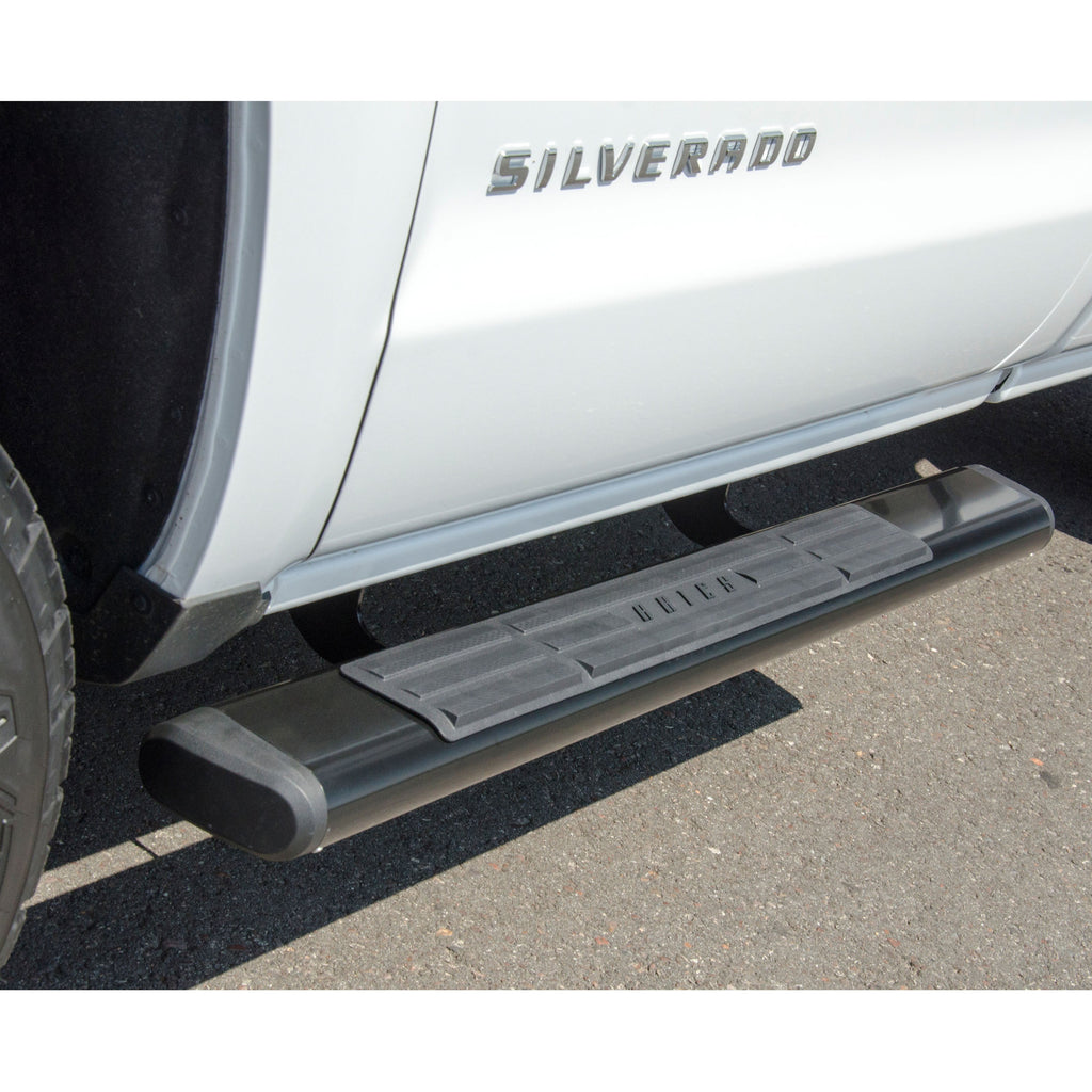 ARIES 4445006 6in. x 53in. Black Aluminum Oval Side Bars; Select Chevrolet Silverado; GMC Sier - Truck Part Superstore