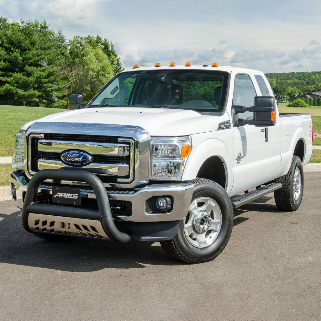 ARIES 4445025 6in. x 85in. Black Aluminum Oval Side Bars; Select Ford F-250; F-350; F-450; F-5 - Truck Part Superstore