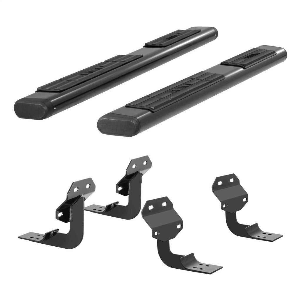 ARIES 4445042 6in. x 75in. Black Aluminum Oval Side Bars; Select Ford F-Series - Truck Part Superstore