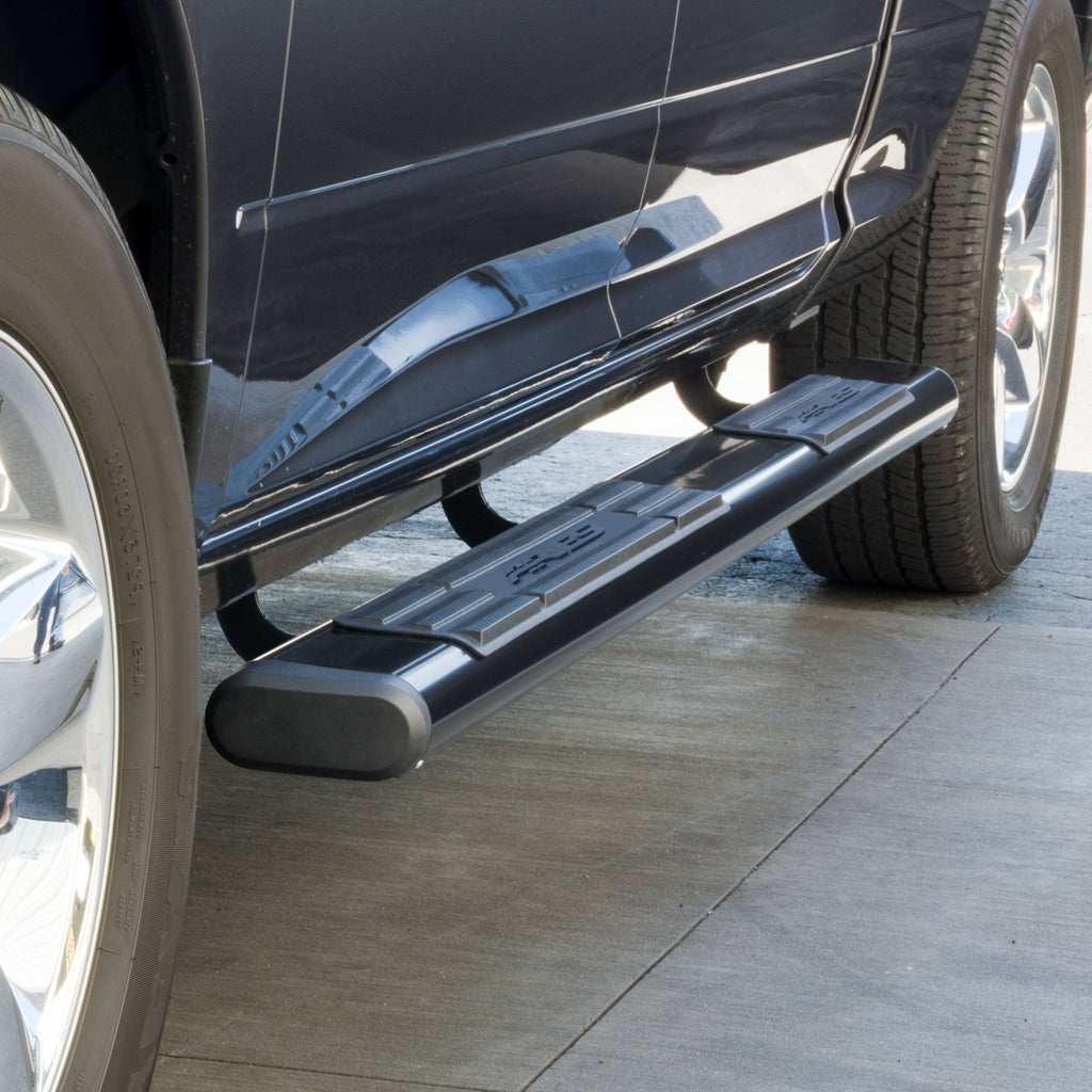 ARIES 4445044 6in. x 85in. Black Aluminum Oval Side Bars; Select Dodge; Ram 1500; 2500; 3500 - Truck Part Superstore