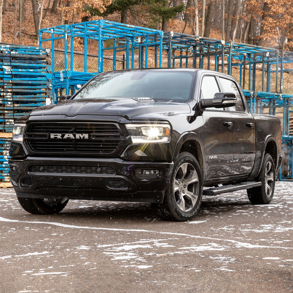 ARIES 4445048 6in. x 75in. Black Aluminum Oval Side Bars; Select Ram 1500 Quad Cab - Truck Part Superstore
