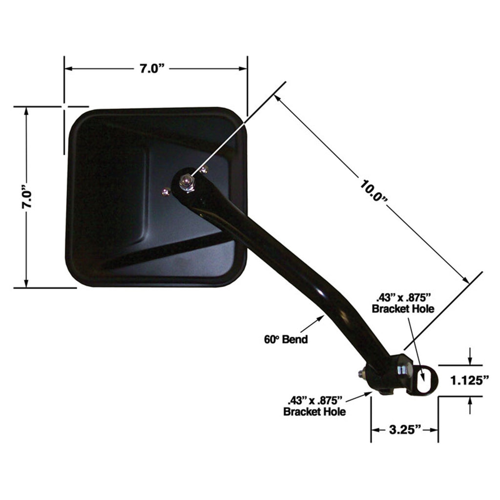 Cipa USA 44701 OE Replacement Mirror for Select Jeep CJ5, Jeep CJ7, Jeep Scrambler, Jeep Wrangler