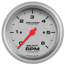 Load image into Gallery viewer, AutoMeter 4475 GAUGE, TACHOMETER, 3 3/8", 6K RPM, IN-DASH, ULTRA-LITE