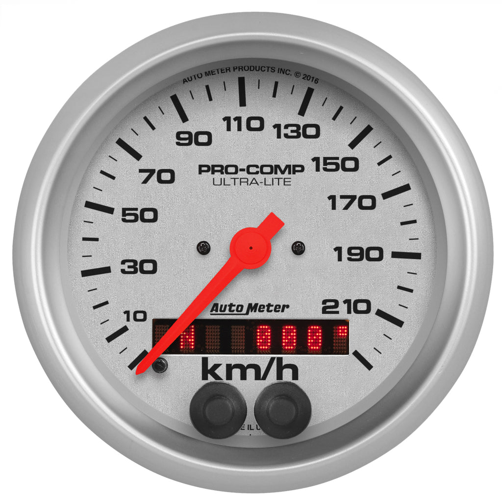 AutoMeter 4480-M GAUGE, SPEEDOMETER, 3 3/8", 225KM/H, GPS, ULTRA-LITE