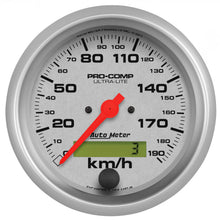 Load image into Gallery viewer, AutoMeter 4487-M GAUGE, SPEEDOMETER, 3 3/8", 190KM/H, ELEC. PROG. W/ LCD ODO, ULTRA-LITE