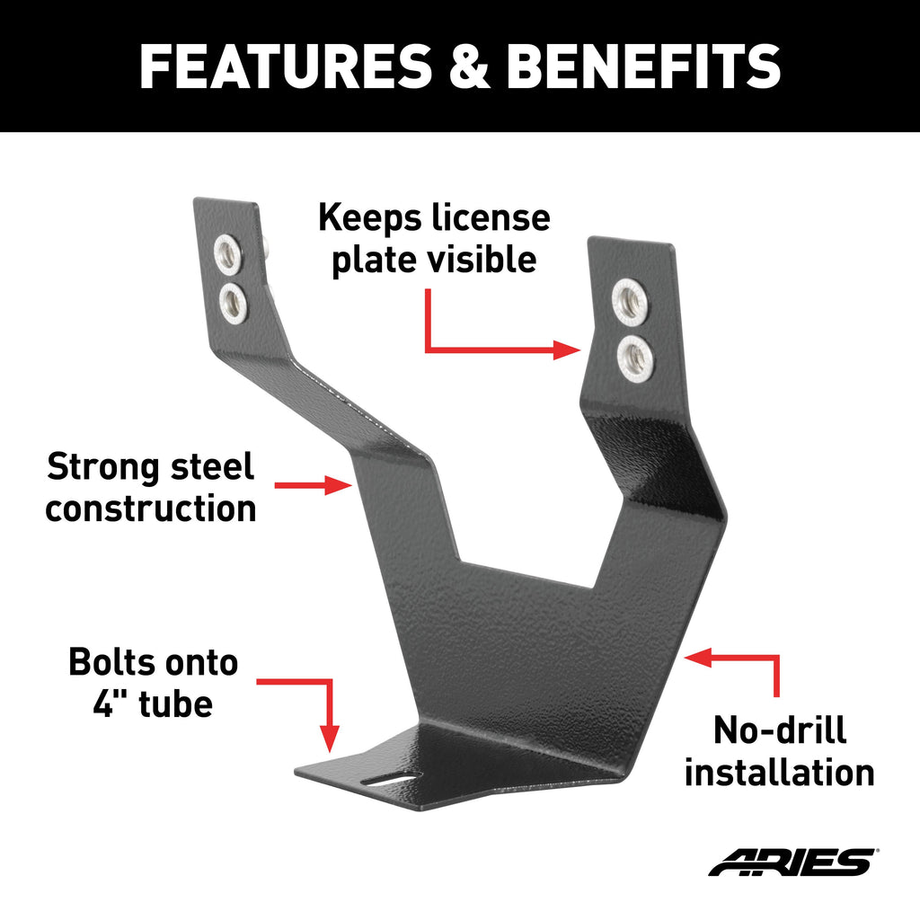 ARIES 45-0000 4" Bull Bar License Plate Bracket