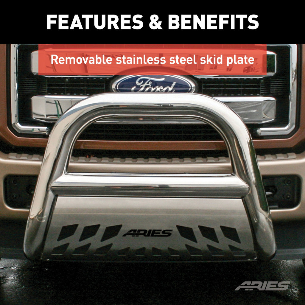 ARIES 45-4016 Big Horn 4" Polished Stainless Bull Bar, Select Chevrolet, GMC - Truck Part Superstore