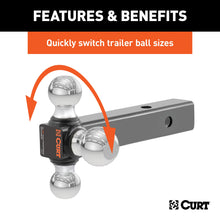 Load image into Gallery viewer, CURT 45001 Multi-Ball Mount (2" Hollow Shank, 1-7/8", 2" &amp; 2-5/16" Chrome Balls)