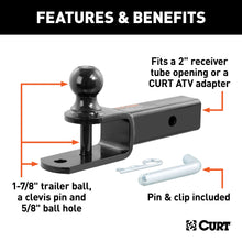 Load image into Gallery viewer, CURT 45005 3-in-1 ATV Ball Mount with 2" Shank and 1-7/8" Trailer Ball