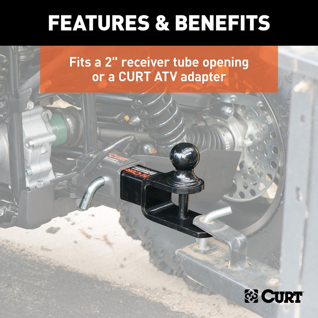 CURT 45005 3-in-1 ATV Ball Mount with 2" Shank and 1-7/8" Trailer Ball