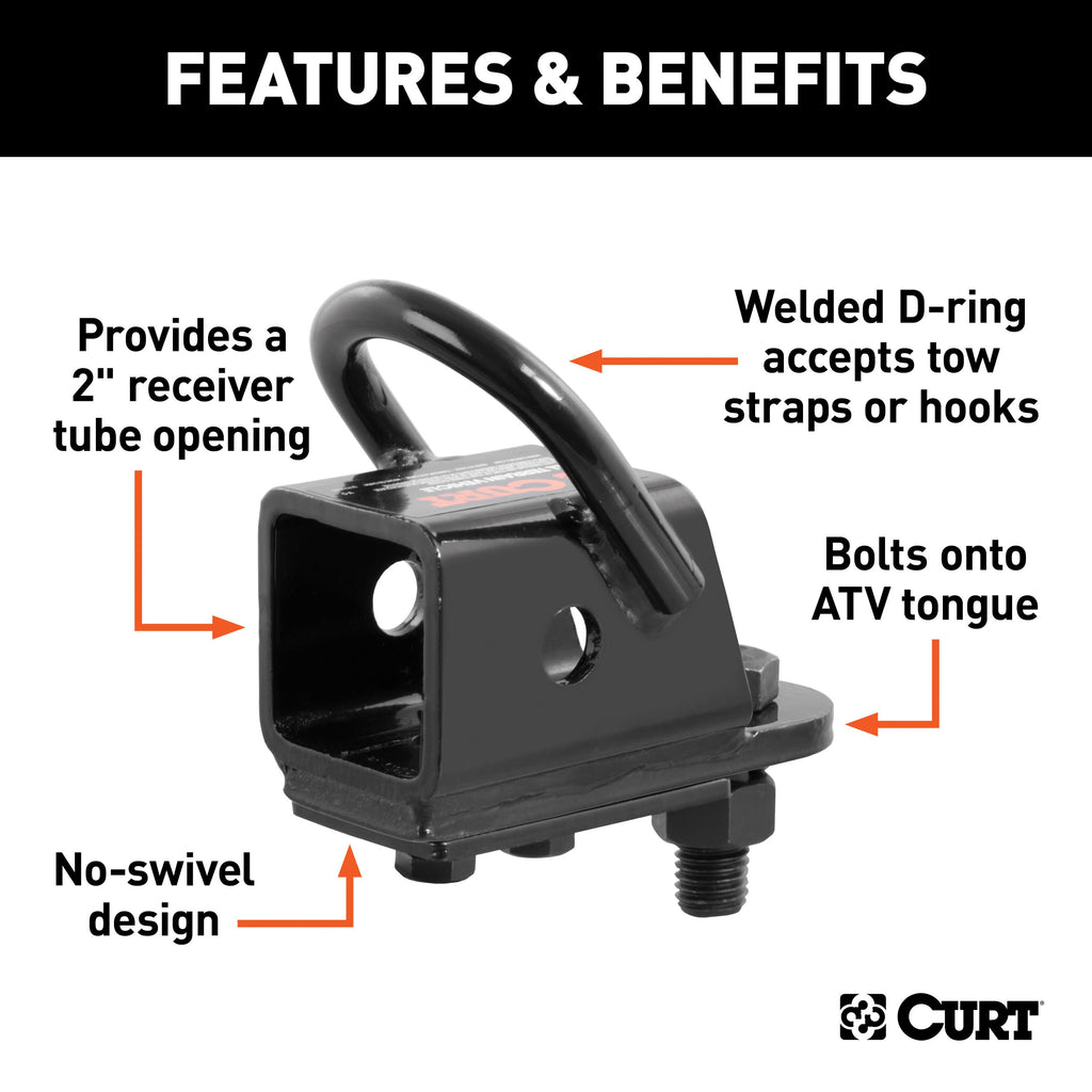 CURT 45006 Bolt-On ATV Tongue Adapter with 2" Receiver