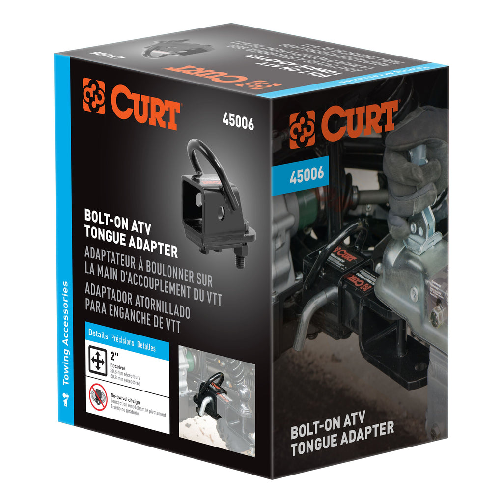 CURT 45006 Bolt-On ATV Tongue Adapter with 2" Receiver