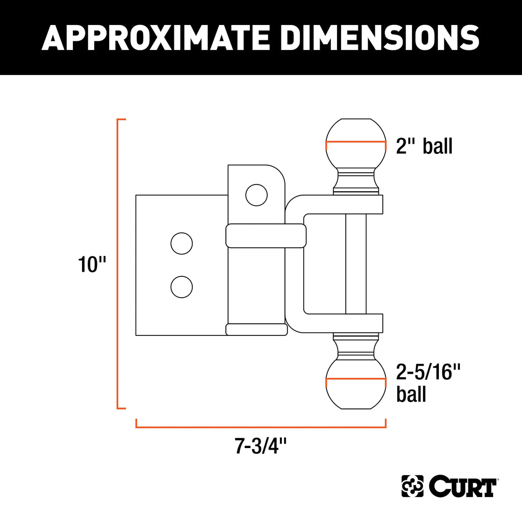CURT 45008 Replacement Adjustable Multipurpose Ball Mount Head (Fits #45049)