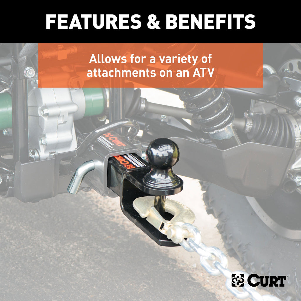 CURT 45009 3-in-1 ATV Ball Mount with 2" Shank and 2" Trailer Ball