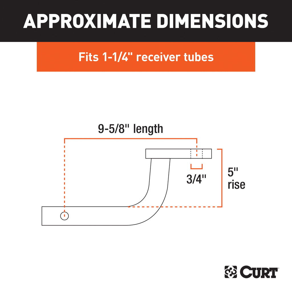 CURT 45014 Class 2 Ball Mount (1-1/4" Shank, 3,500 lbs., 5" Rise, 9-5/8" Long)