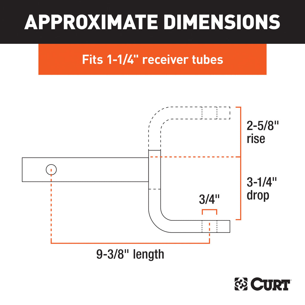 CURT 45016 Class 2 Ball Mount (1-1/4" Shank, 3,500 lbs., 3-1/4" Drop, 9-3/8" Long)