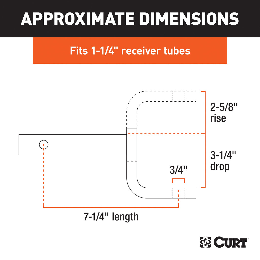 CURT 45022 Class 1 Ball Mount (1-1/4" Shank, 2,000 lbs., 3-1/4" Drop, 7-1/4" Long)