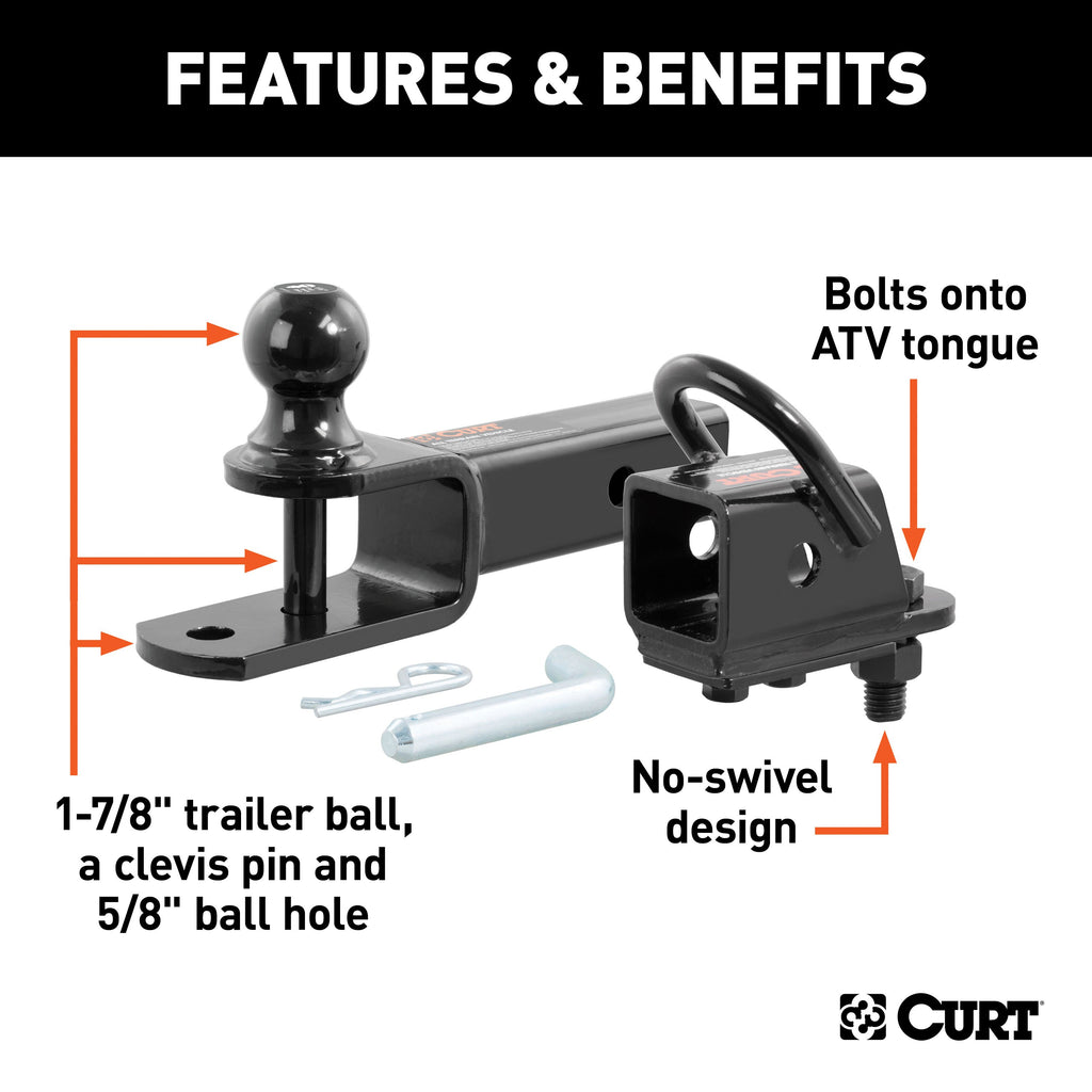 CURT 45029 ATV Towing Starter Kit with 2" Shank and 1-7/8" Trailer Ball