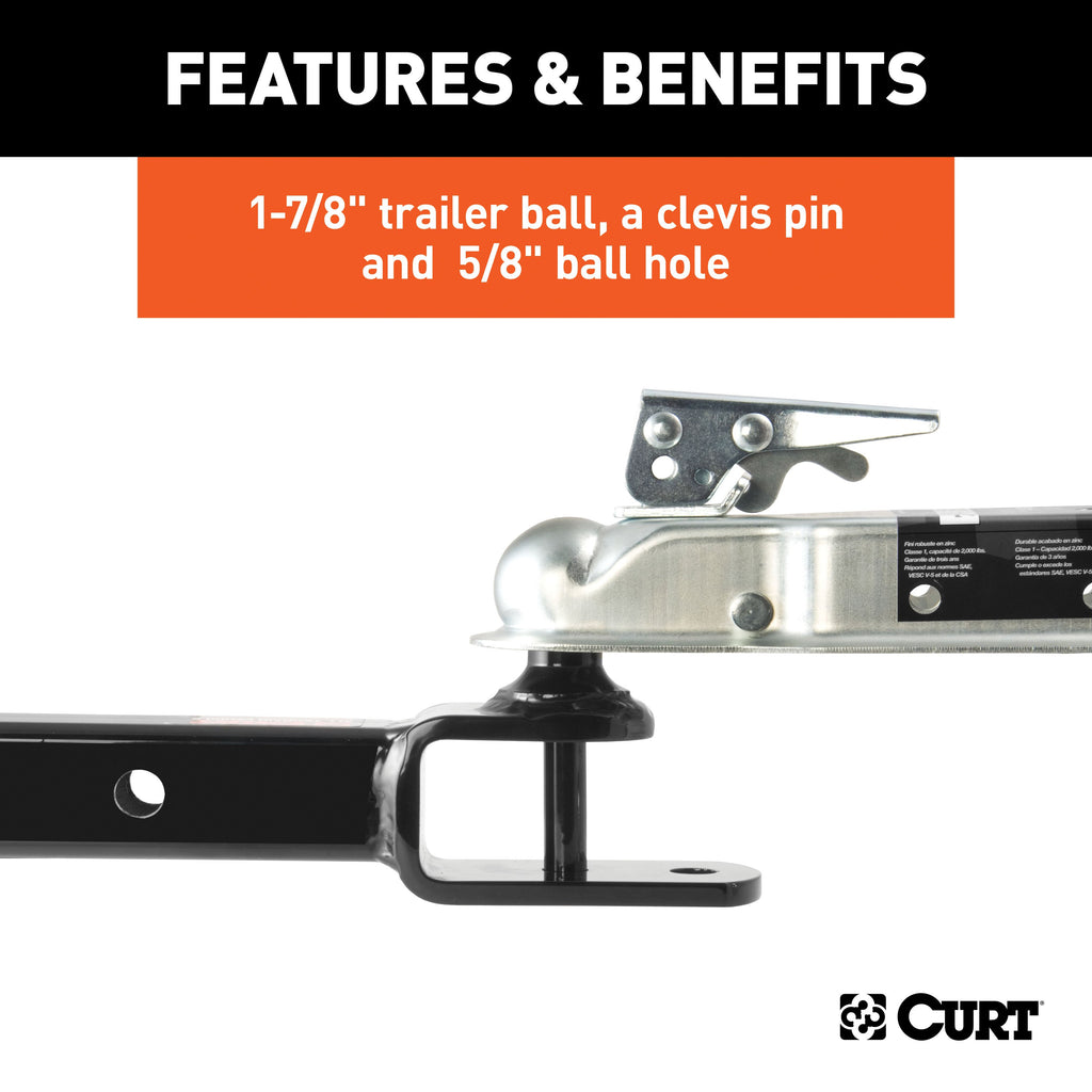 CURT 45029 ATV Towing Starter Kit with 2" Shank and 1-7/8" Trailer Ball