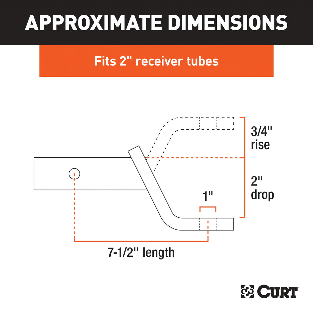 CURT 45030 Class 3 Ball Mount (2" Shank, 7,500 lbs., 2" Drop, 7-1/2" Long)