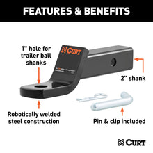 Load image into Gallery viewer, CURT 45032 Class 3 Ball Mount with Pin (2" Shank, 7,500 lbs., 2" Drop, 7-1/2" Long, in Box)