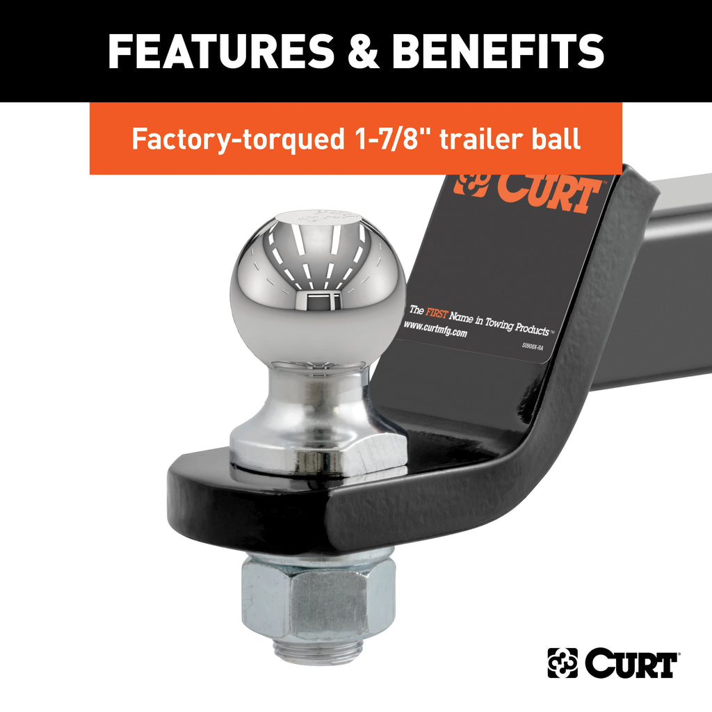 CURT 45034 Loaded Ball Mount with 1-7/8" Ball (2" Shank, 3,500 lbs., 2" Drop)