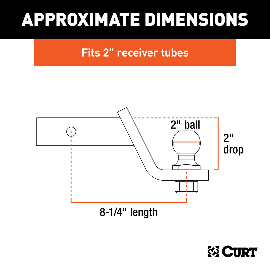 CURT 45036 Loaded Ball Mount with 2" Ball (2" Shank, 7,500 lbs., 2" Drop)