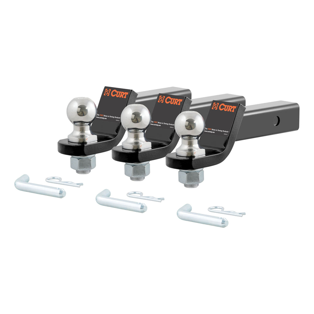 CURT 45037 Loaded Ball Mounts with 2" Balls (2" Shank, 7,500 lbs., 2" Drop, 3-Pack)