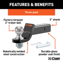 Load image into Gallery viewer, CURT 45037 Loaded Ball Mounts with 2" Balls (2" Shank, 7,500 lbs., 2" Drop, 3-Pack)
