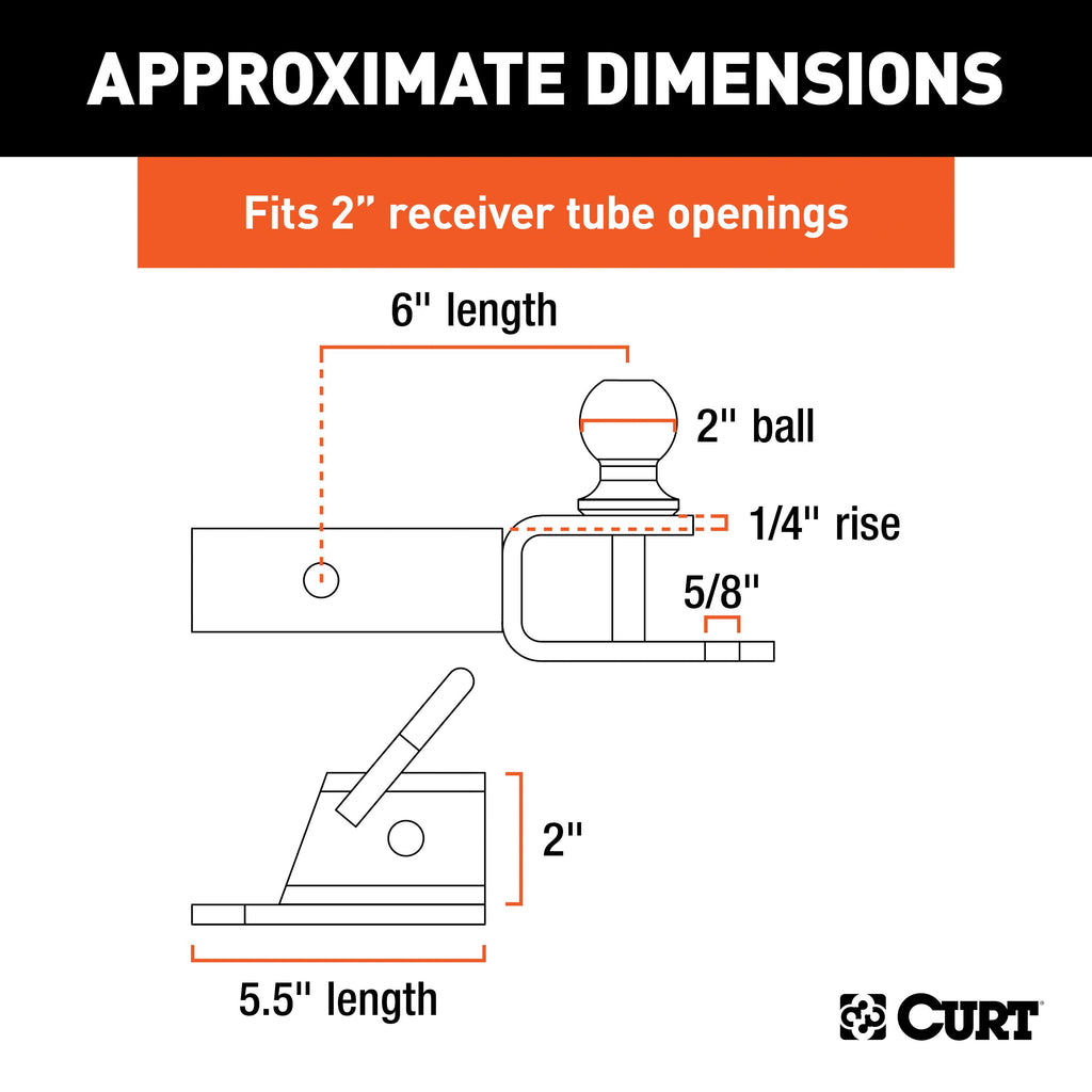 CURT 45038 ATV Towing Starter Kit with 2" Shank and 2" Trailer Ball