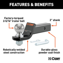 Load image into Gallery viewer, CURT 45041 Loaded Ball Mount with 2-5/16" Ball (2" Shank, 7,500 lbs., 2" Drop)