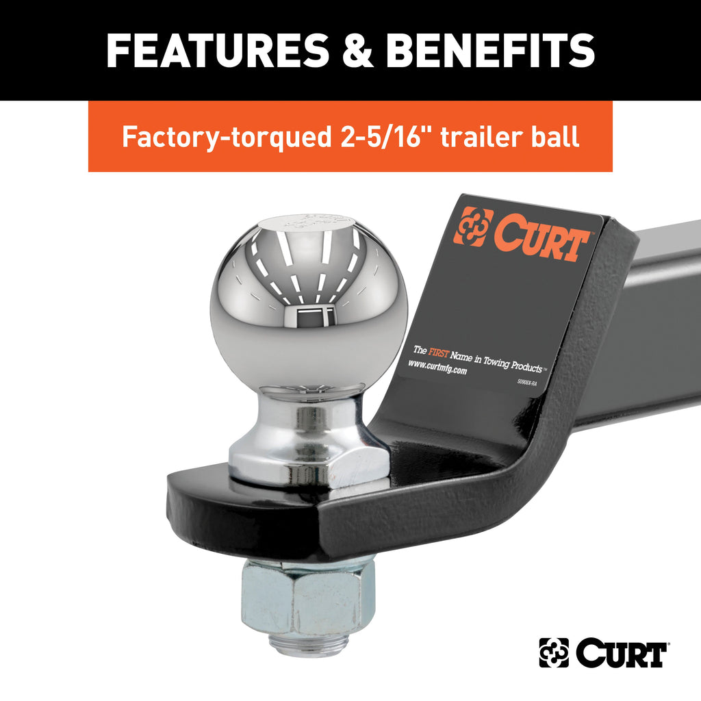 CURT 45041 Loaded Ball Mount with 2-5/16" Ball (2" Shank, 7,500 lbs., 2" Drop)