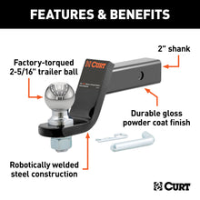 Load image into Gallery viewer, CURT 45042 Loaded Ball Mount with 2-5/16" Ball (2" Shank, 7,500 lbs., 4" Drop)