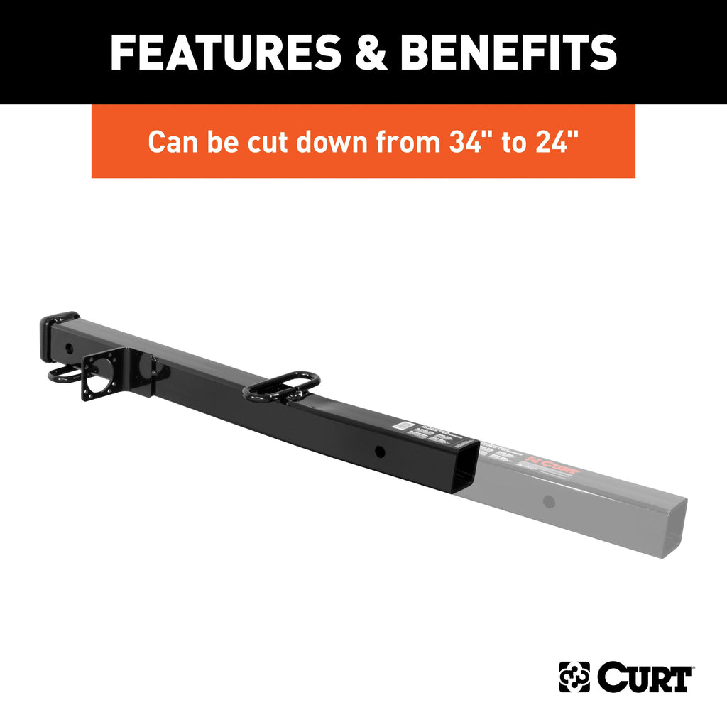 CURT 45048 Receiver Tube Adapter (2-1/2" to 2" Shank, 4,500 lbs. GTW, 34" Length)