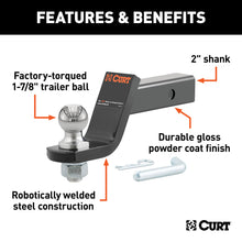 Load image into Gallery viewer, CURT 45055 Loaded Ball Mount with 1-7/8" Ball (2" Shank, 3,500 lbs., 4" Drop)