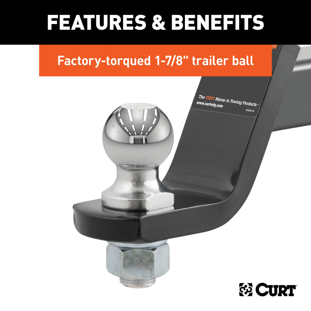 CURT 45055 Loaded Ball Mount with 1-7/8" Ball (2" Shank, 3,500 lbs., 4" Drop)