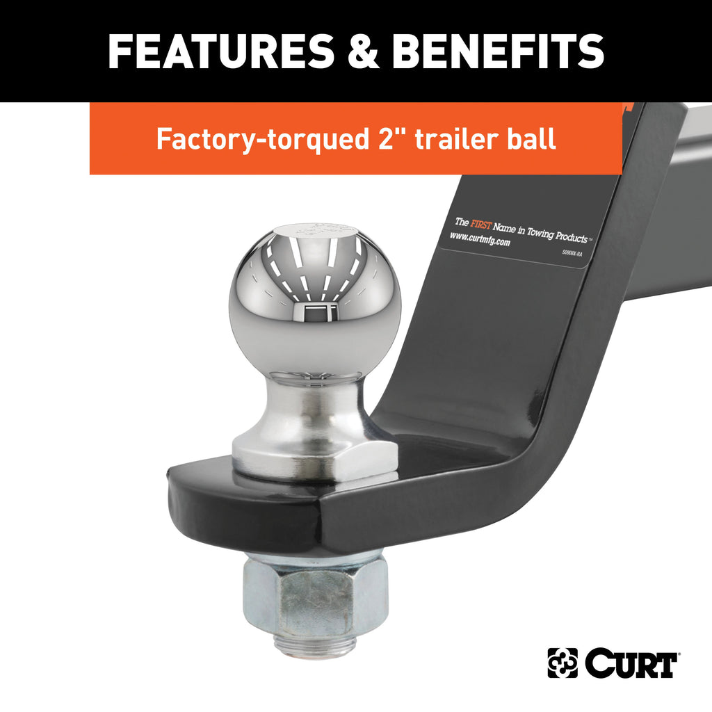 CURT 45056 Loaded Ball Mount with 2" Ball (2" Shank, 7,500 lbs., 4" Drop)