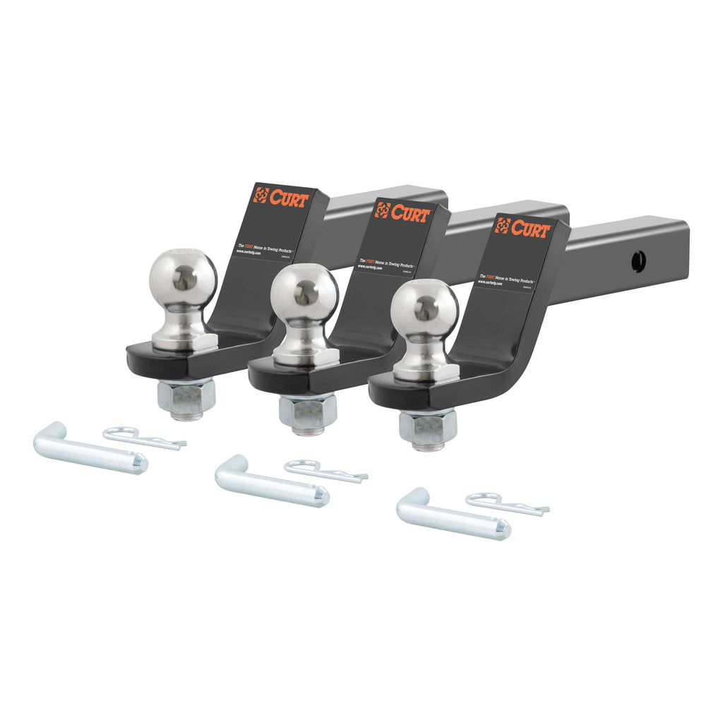 CURT 45057 Loaded Ball Mounts with 2" Balls (2" Shank, 7,500 lbs., 4" Drop, 3-Pack)