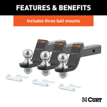 Load image into Gallery viewer, CURT 45057 Loaded Ball Mounts with 2" Balls (2" Shank, 7,500 lbs., 4" Drop, 3-Pack)