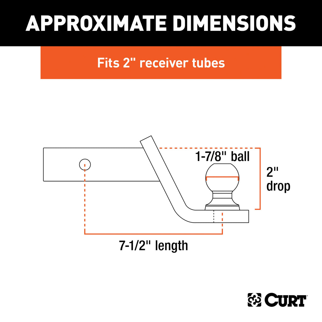 CURT 45131 Fusion Ball Mount with 1-7/8" Ball (2" Shank, 5,000 lbs., 2" Drop)